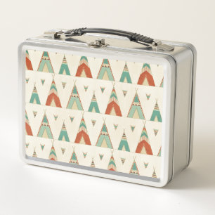 Southwest Geo Step   Geometric Teepee Pattern Metal Lunch Box