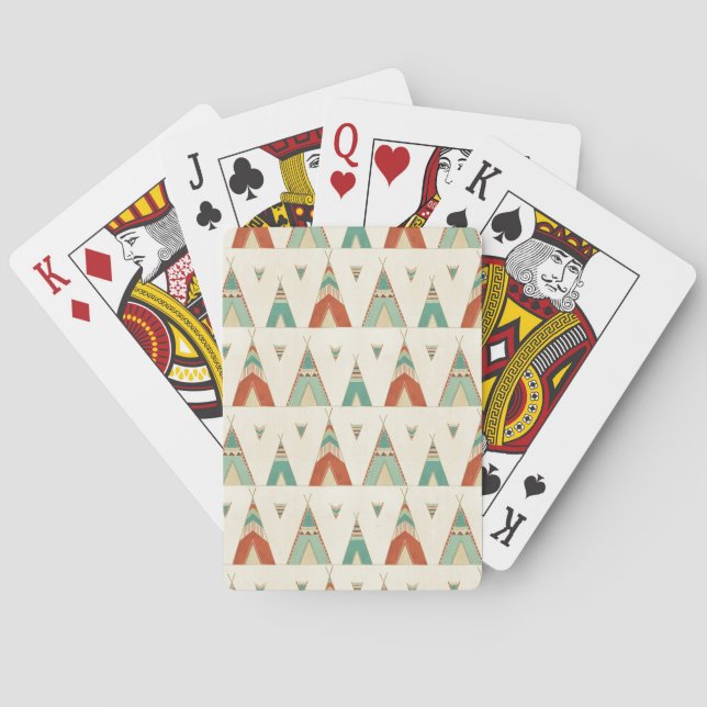 Southwest Geo Step | Geometric Teepee Pattern Playing Cards (Back)