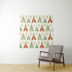 Southwest Geo Step Geometric Teepee Pattern Tapestry