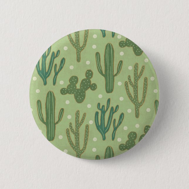 Southwest Geo Step | Green Cactus Pattern 6 Cm Round Badge (Front)