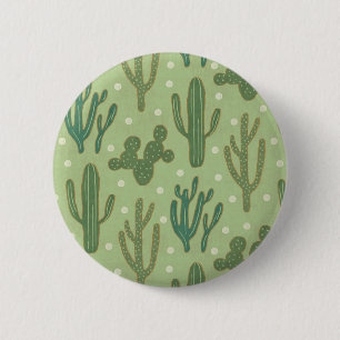 Southwest Geo Step   Green Cactus Pattern 6 Cm Round Badge