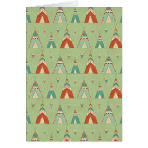 Southwest Geo Step   Green Teepee Pattern