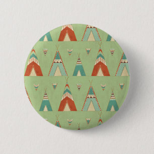 Southwest Geo Step   Green Teepee Pattern 6 Cm Round Badge