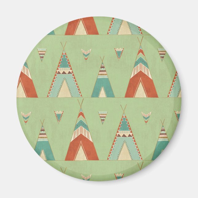 Southwest Geo Step | Green Teepee Pattern Magnet (Front)