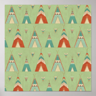 Southwest Geo Step   Green Teepee Pattern Poster
