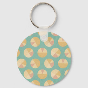 Southwest Geo Step   Orange & Green Circle Pattern Key Ring
