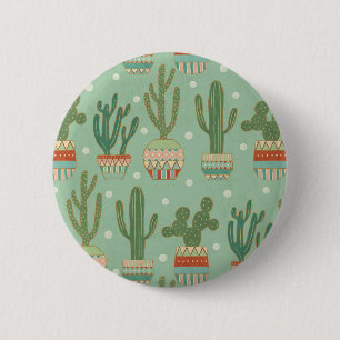 Southwest Geo Step   Potted Cactus Pattern 6 Cm Round Badge