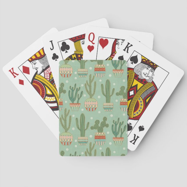 Southwest Geo Step | Potted Cactus Pattern Playing Cards (Back)
