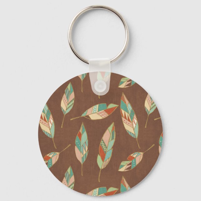 Southwest Geo Step | Southwest Feather Pattern Key Ring (Front)
