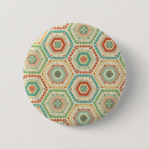 Southwest Geo Step   Southwest Hexagon Pattern 6 Cm Round Badge