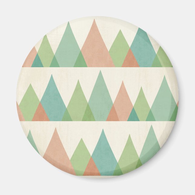 Southwest Geo Step | Teal & Coral Triangles Magnet (Front)