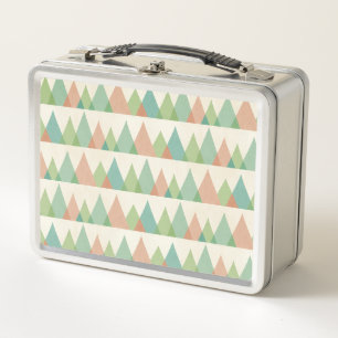 Southwest Geo Step Teal & Coral Triangles Metal Lunch Box