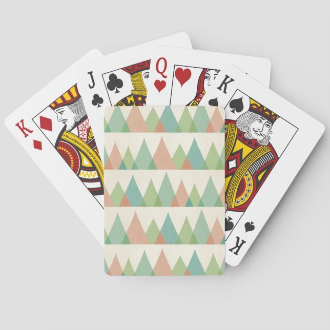 Southwest Geo Step | Teal & Coral Triangles Playing Cards (Back)