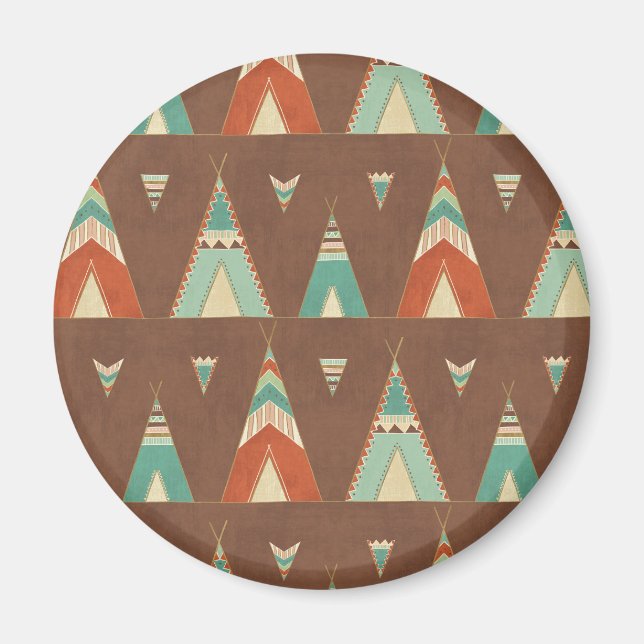 Southwest Geo Step | Teal Teepee Pattern Magnet (Front)