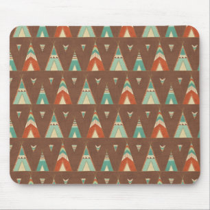 Southwest Geo Step   Teal Teepee Pattern Mouse Pad