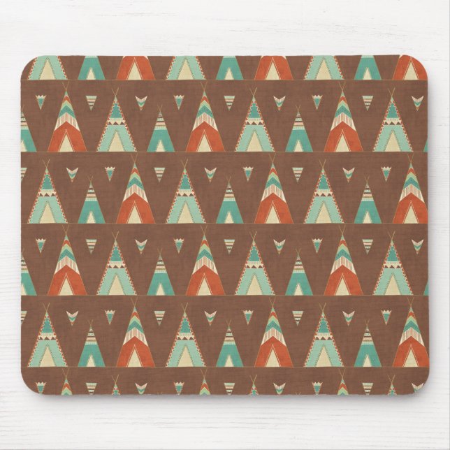 Southwest Geo Step | Teal Teepee Pattern Mouse Pad (Front)