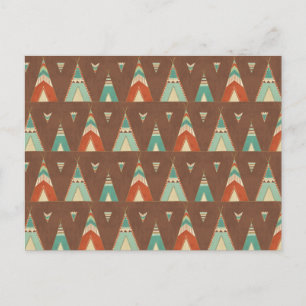 Southwest Geo Step   Teal Teepee Pattern Postcard