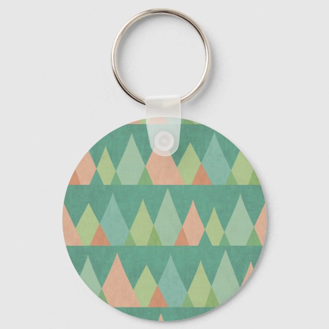 Southwest Geo Step | Teal Triangle Pattern Key Ring (Front)