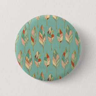 Southwest Geo Step Watercolor Feather Pattern 6 Cm Round Badge