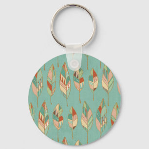 Southwest Geo Step   Watercolor Feather Pattern Key Ring