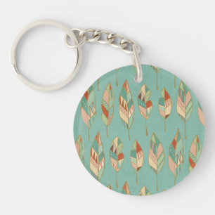 Southwest Geo Step   Watercolor Feather Pattern Key Ring