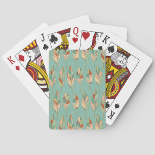 Southwest Geo Step Watercolor Feather Pattern Playing Cards