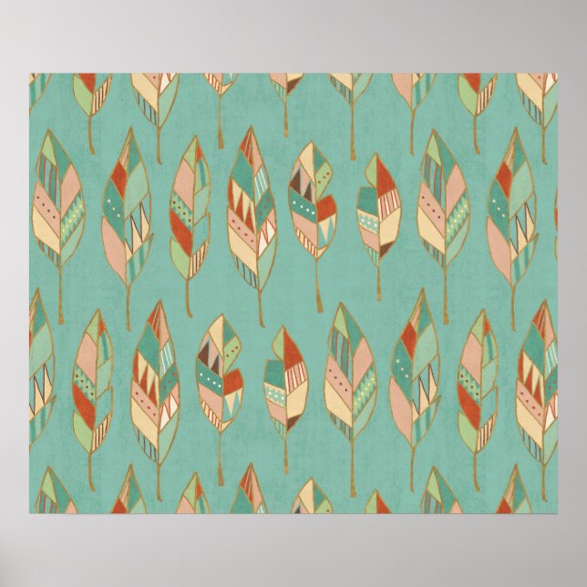 Southwest Geo Step | Watercolor Feather Pattern Poster (Front)