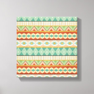 Southwest Geo Step   Watercolor Tribal Pattern Canvas Print