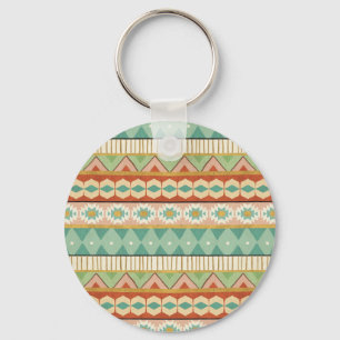 Southwest Geo Step   Watercolor Tribal Pattern Key Ring