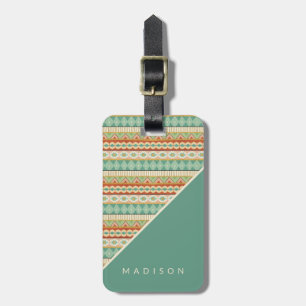Southwest Geo Step Watercolor Tribal Pattern Luggage Tag