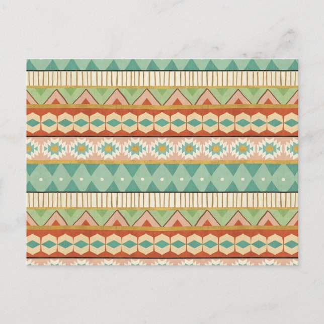 Southwest Geo Step | Watercolor Tribal Pattern Postcard (Front)