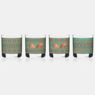 Southwest Geometric Pattern and Fun Javelinas Whiskey Glass