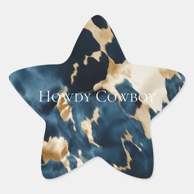 Southwest Gold Blue Cream Cowhide Star Sticker (Front)