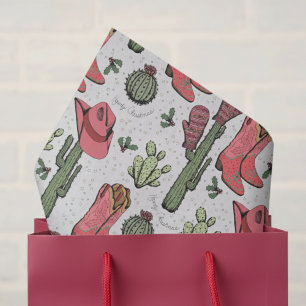Southwest Green Christmas Cowgirl Howdy Christmas Tissue Paper