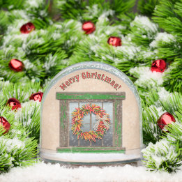 Southwest Holiday Chile Wreath Window Personalised Snowglobe