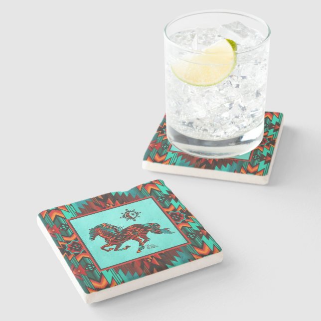 Southwest Horse Stone Coaster (Side)