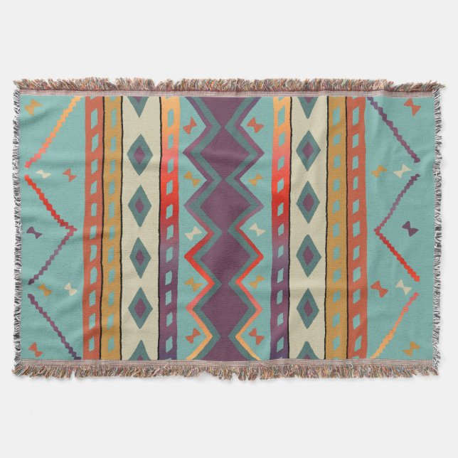Southwest Indian Design Throw Blanket (Front)