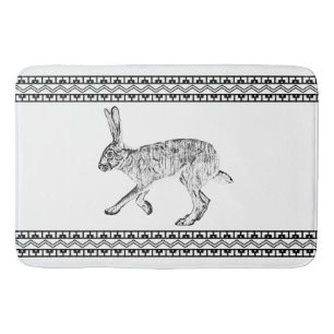 Southwest Jackrabbit Minimalist Black and White Bath Mat