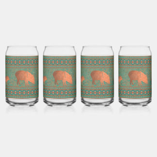 Southwest Javelina Family Teal Drinking Glasses