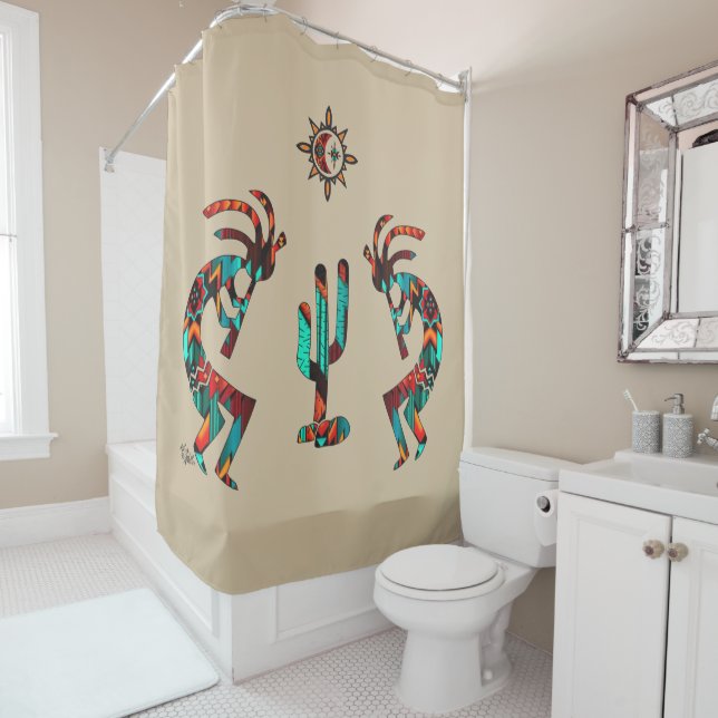 Southwest Kokopell And Cactus Shower Curtain (In Situ)