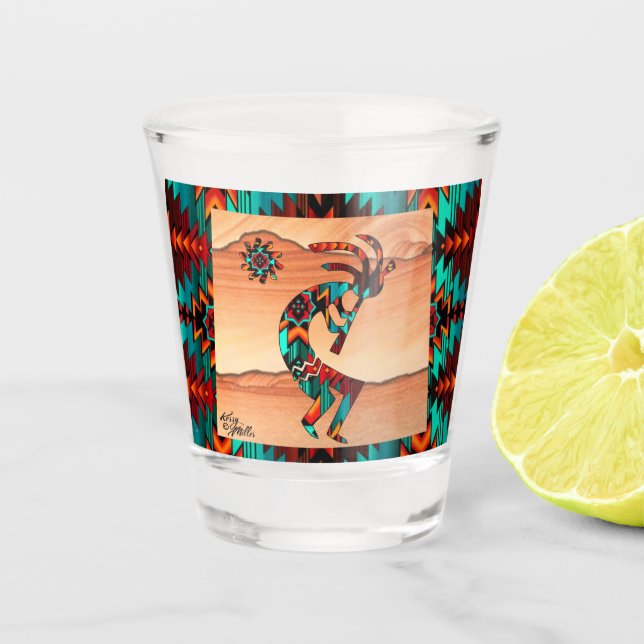 Southwest Kokopelli And Sun Shot Glass (Front)