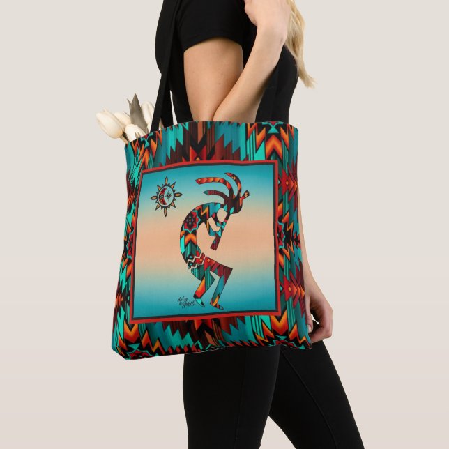 Southwest Kokopelli And Sun Tote Bag (Close Up)