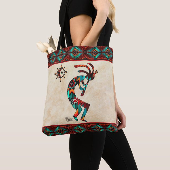 Southwest Kokopelli And Sun Tote Bag (Close Up)