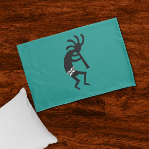 Southwest Kokopelli Black And Teal Pillowcase