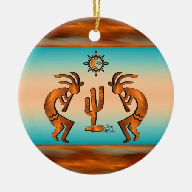 Southwest Kokopelli Ceramic Ornament (Front)