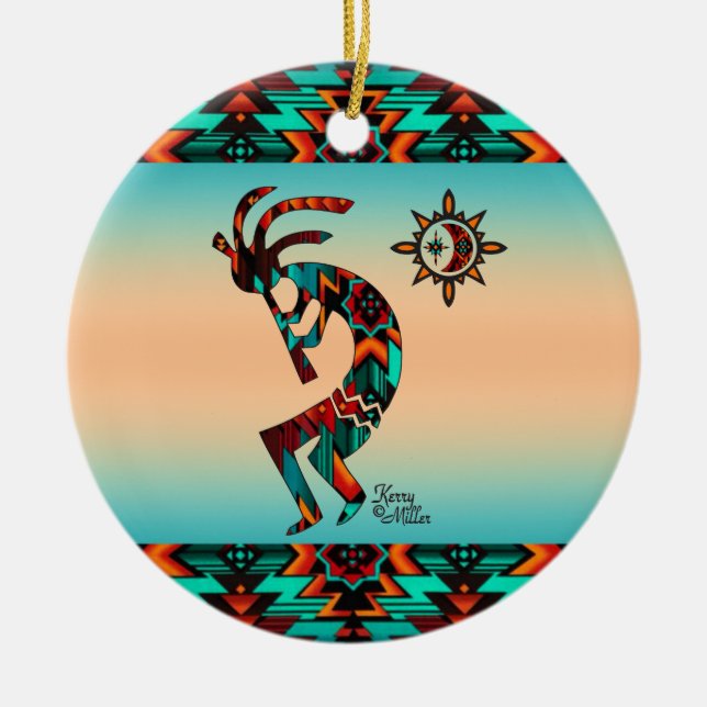 Southwest Kokopelli Ceramic Ornament (Front)