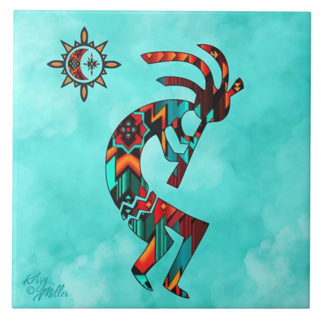 Southwest Kokopelli Ceramic Tile (Front)