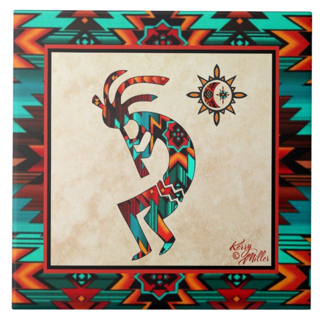 Southwest Kokopelli CERAMIC TILE (Front)
