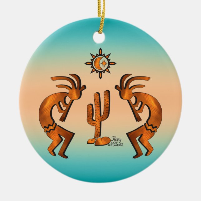 Southwest Kokopelli Ceramic Tree Decoration (Front)
