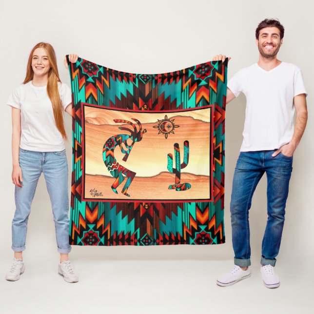 Southwest Kokopelli Fleece Blanket (In Situ)